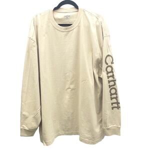 Carhartt Vintage Long Sleeve Logo T Shirt 2XL Tan Mens